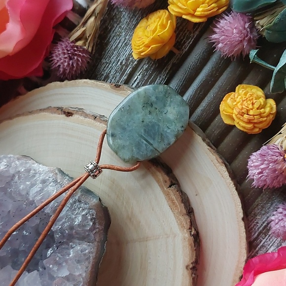 Labradorite Crystal Necklace, Leather, Artisan Made by Rust Belt Raised - Picture 14 of 14